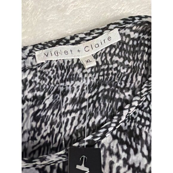 Vicci + Claire Womens Black & White Sleeveless Chiffon Tank Top XL - Picture 6 of 9